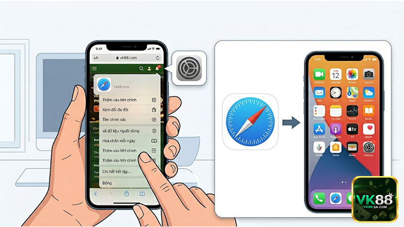 Lưu link vào VK88 trên iPhone để truy cập nhanh mỗi ngày