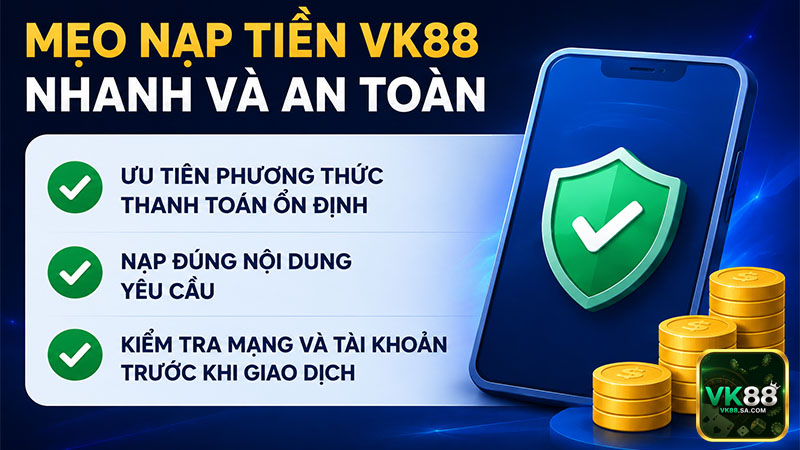 Nạp tiền VK88 đúng cách giúp giao dịch nhanh chóng hơn